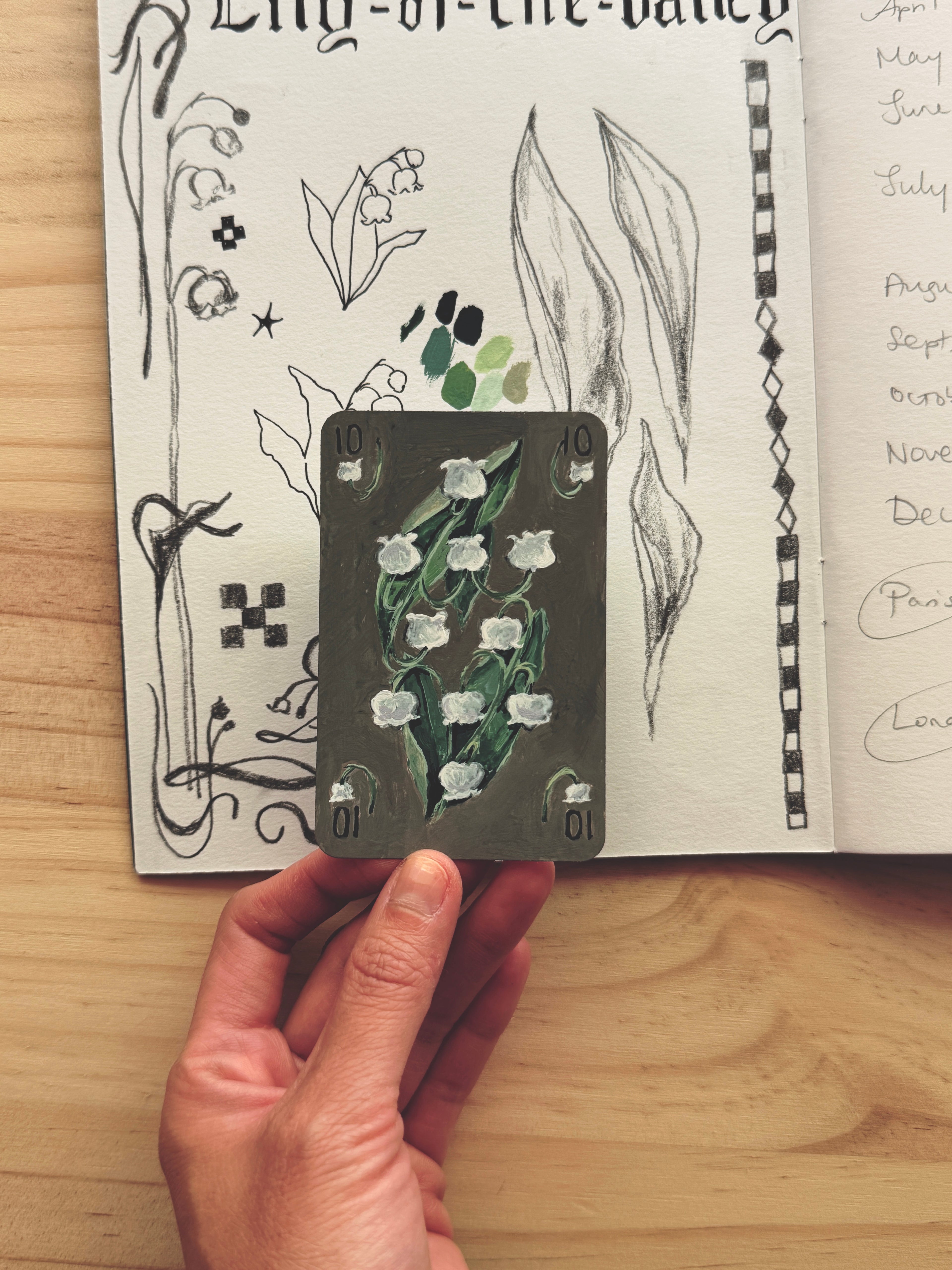 The 10 of Lily-of-the-Valleys Playing Card Original (6x9cm)