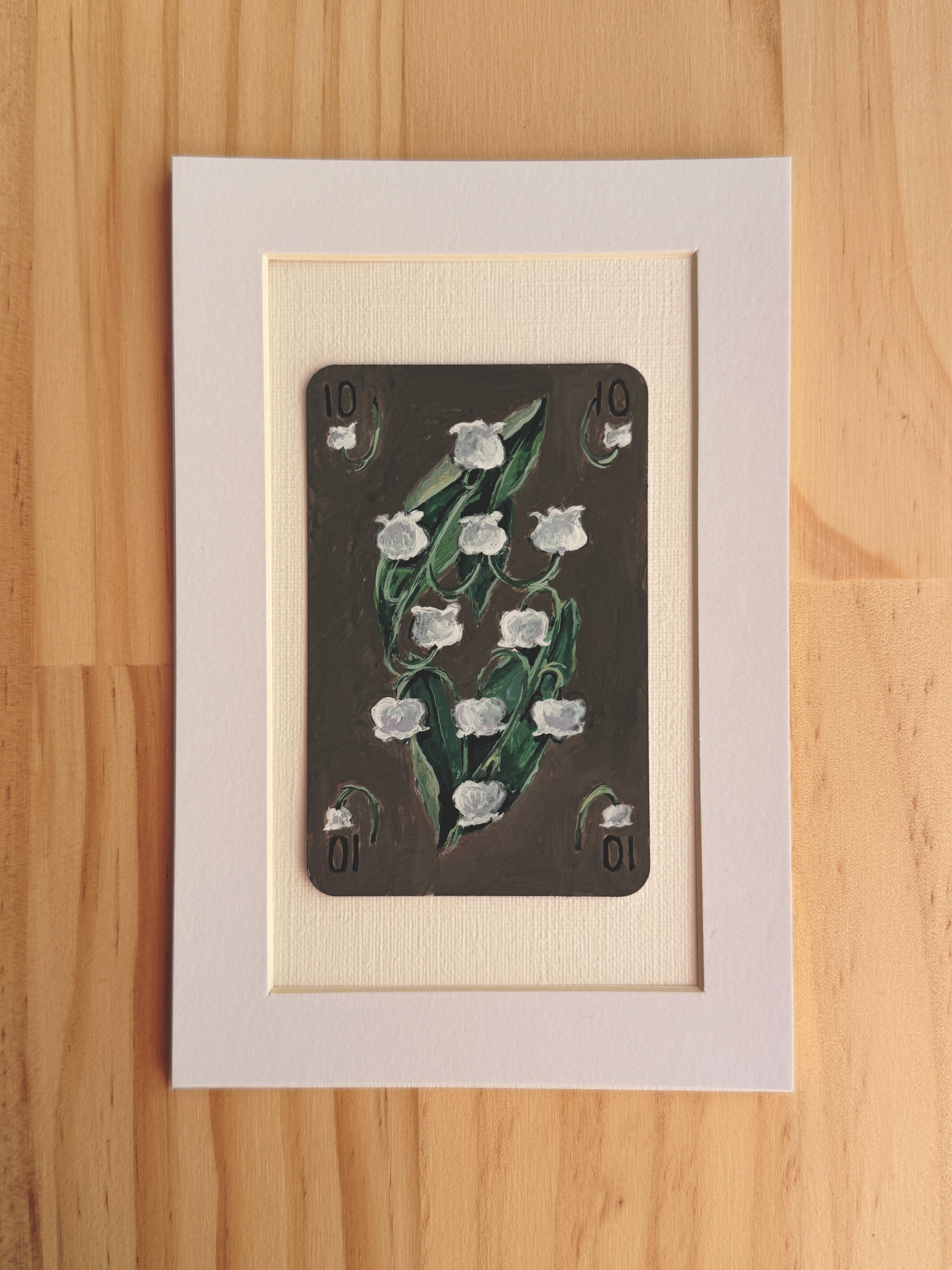 The 10 of Lily-of-the-Valleys Playing Card Original (6x9cm)