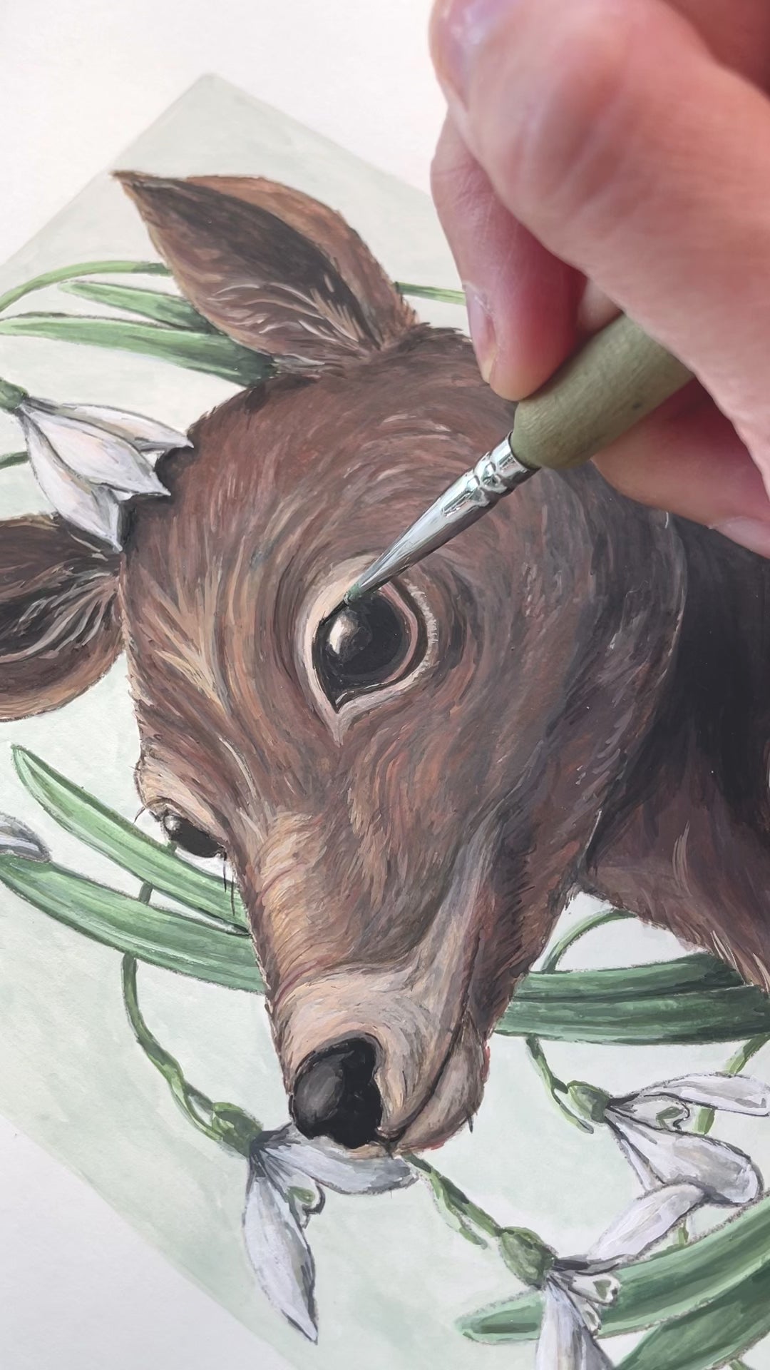 Deer & Snowdrops Print